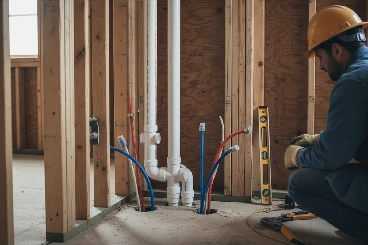 Drain and supply rough-in during Toilet Repair and Installation in Piney Woods