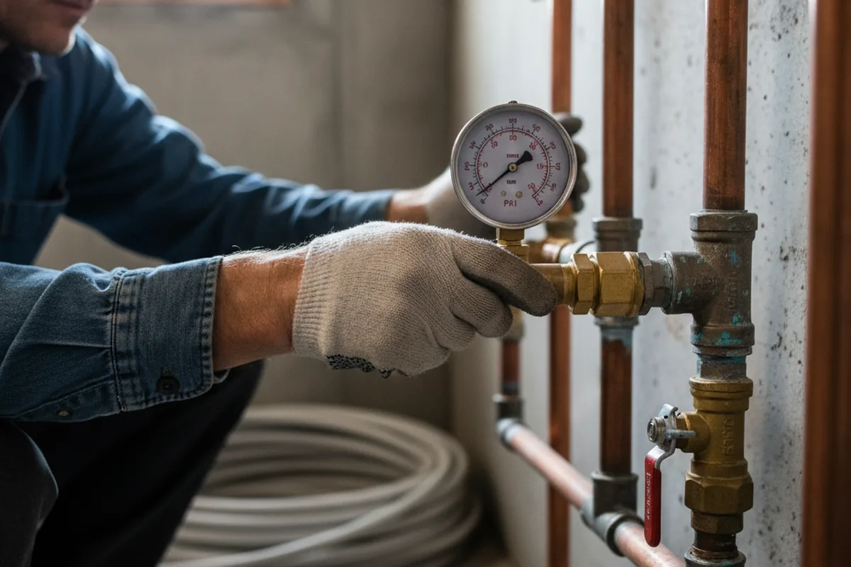 Pressure testing a repaired line during Water Line Repair in Piney Woods